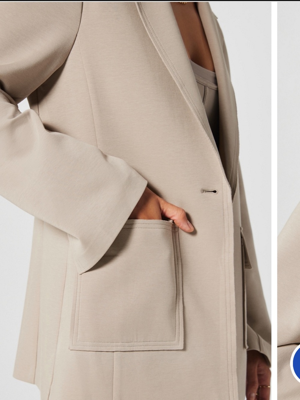 Fabletics Oversized Blazer NWT Brutalist Khaki Taupe Stretch Jacket Medium - Picture 4 of 16
